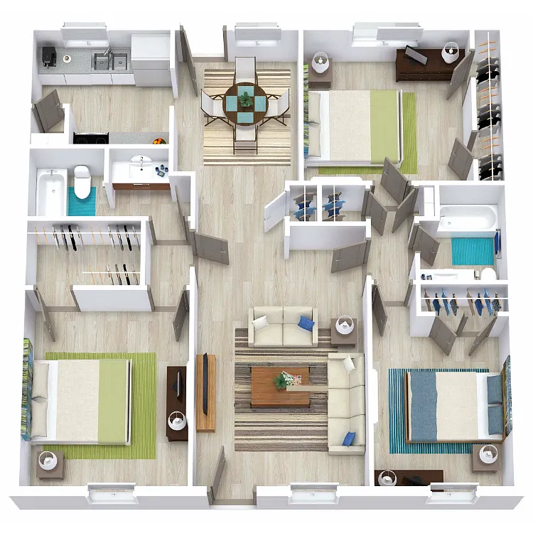 Floor plan 3 Bed 2 Bath 1200