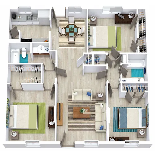 Floor plan 3 Bed 2 Bath 1200