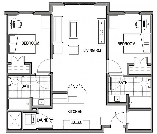 Floor plan 2 Bedroom 2 Bath