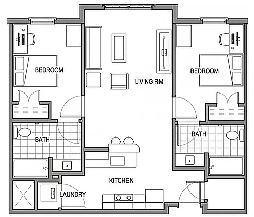 Floor plan 2 Bedroom 2 Bath