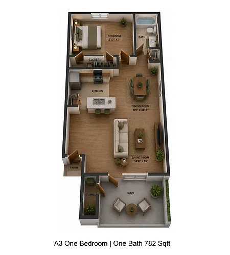 Floor plan 1 bedroom 1 bathroom