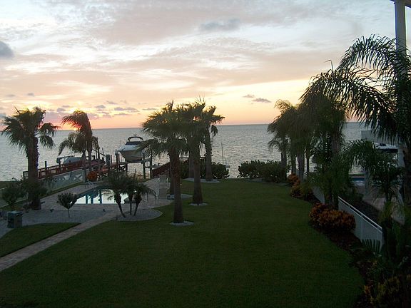 Pool and Gulf at Sunset