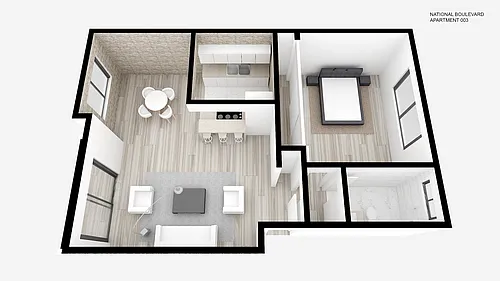 Floor plan One Bed ~ One Bath