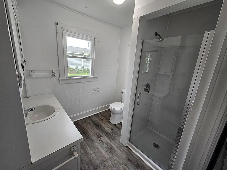 This is the master bathroom with stand up shower