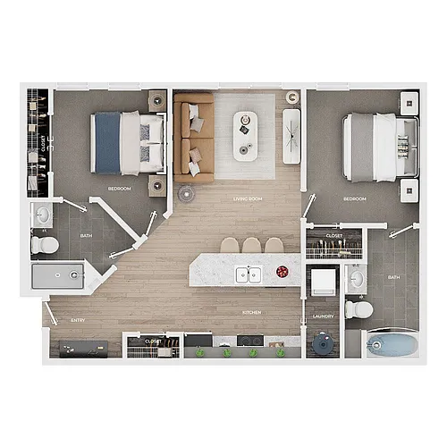 Floor plan Two Bedroom, Two Bath B