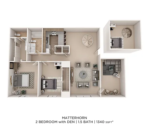Floor plan Matterhorn Two Bed w/Den D 1340