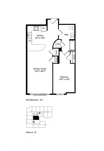 Floor plan ONE BEDROOM G1