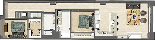 Floor plan Suite Style 14 - 2 Bedrooms 2 Baths