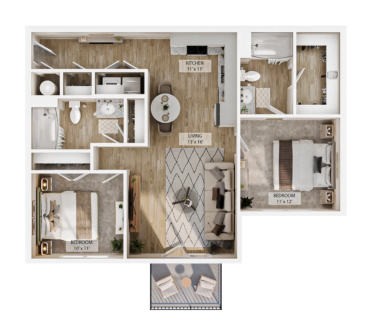 Floor plan 2-2BR Horizon Overlook