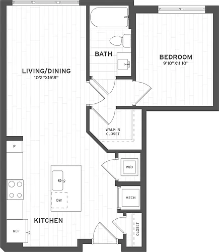 Floor plan 1 Bed/1 Bath-A5.6