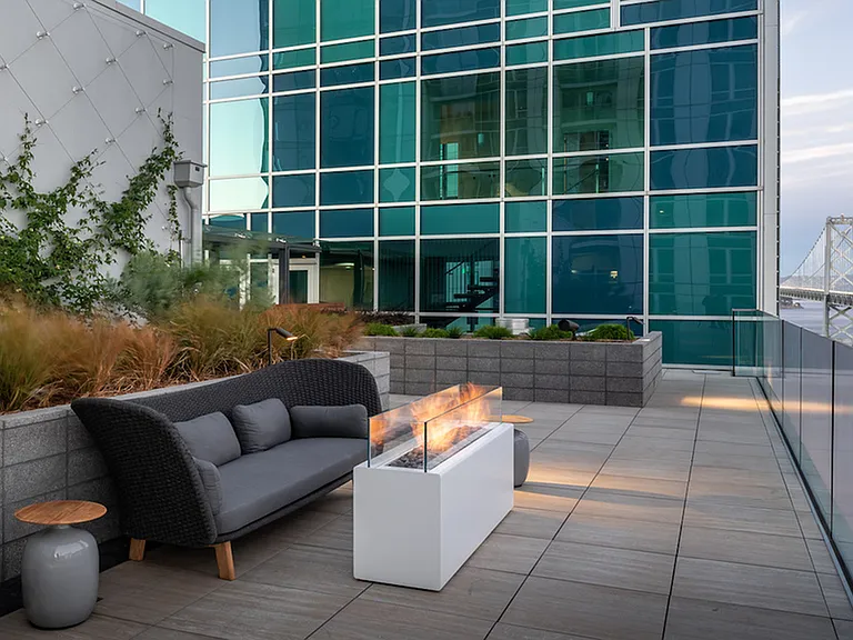 Take in the SanFrancisco Bay Bridge with firepits and cozy lounge spaces