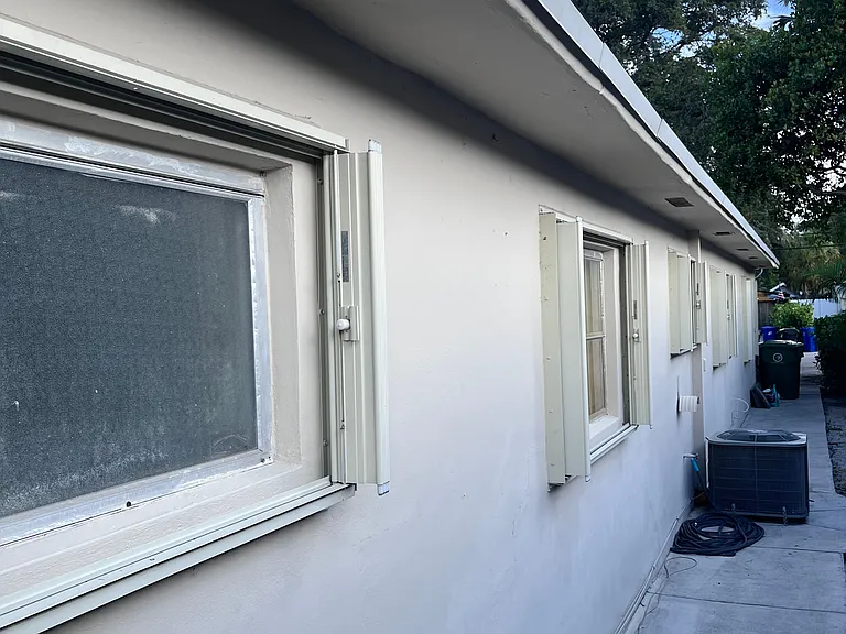 Hurricane shutters.