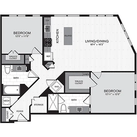 Floor plan 2L w/ Balcony