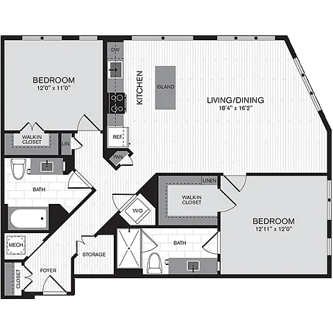 Floor plan 2L w/ Balcony