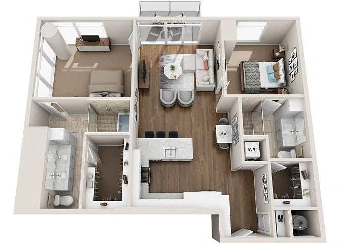 Floor plan 2BR/2BA B2F