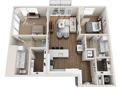 Floor plan 2BR/2BA B2F