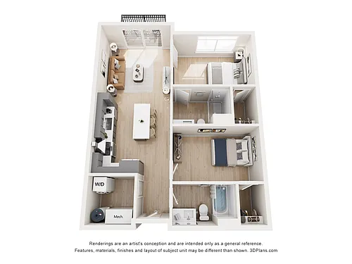 Floor plan 2 Bedroom, 2 Bathroom (Bldg. B)