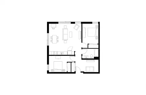 Floor plan 2 Bedroom 1 Bath