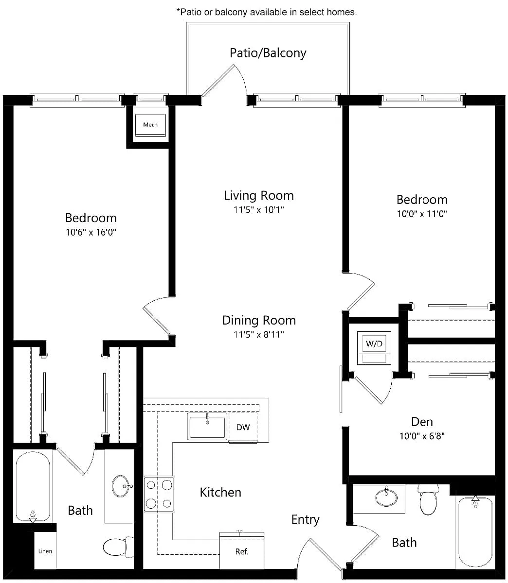 Floor plan B8 Two Bed Den