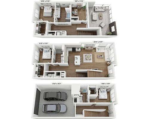 Floor plan Three Bedroom C3D