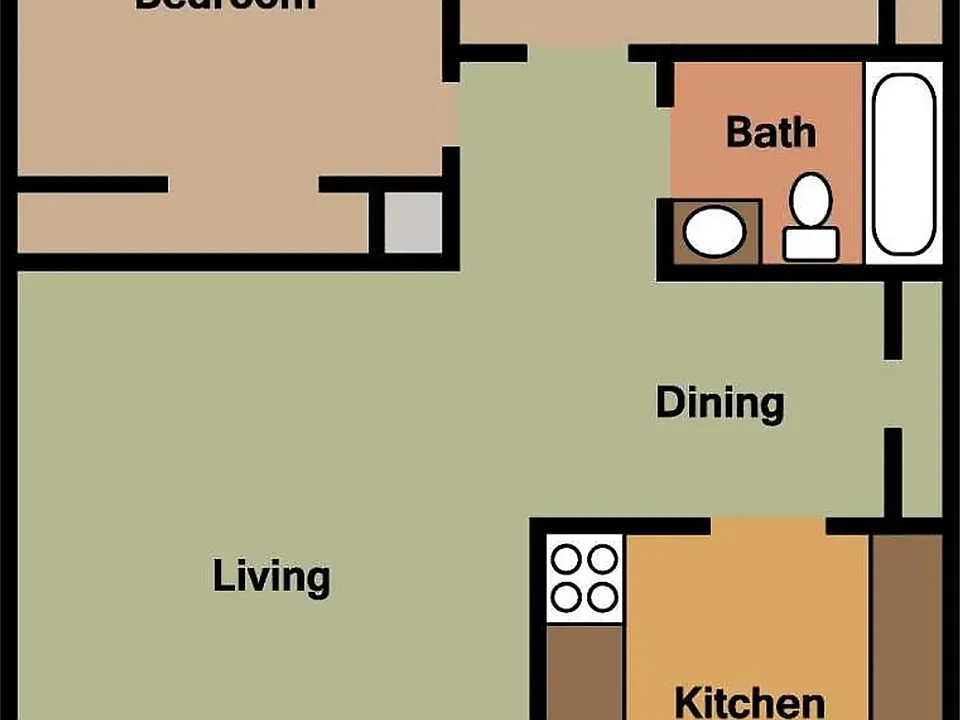 2-bed 1-bath layout