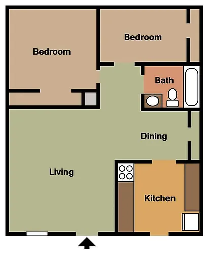 Floor plan 2-Bed 1-Bath November 2026