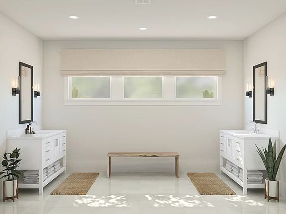 Primary bath with dual vanities