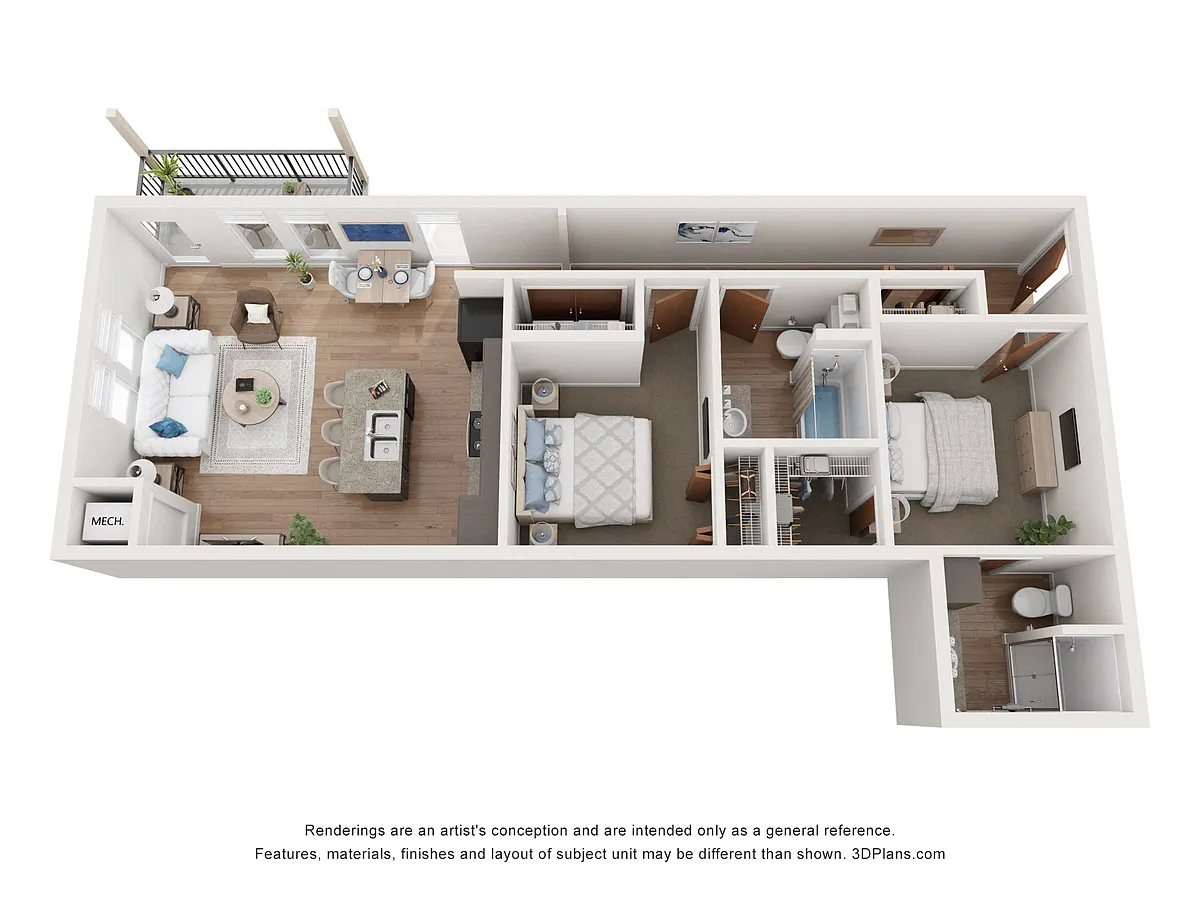 Floor plan Birch 2 Bedroom 2 Bathroom