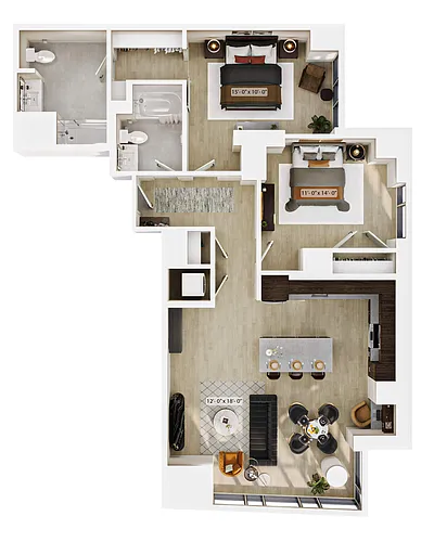 Floor plan 2 Bed/2 Bath-B8