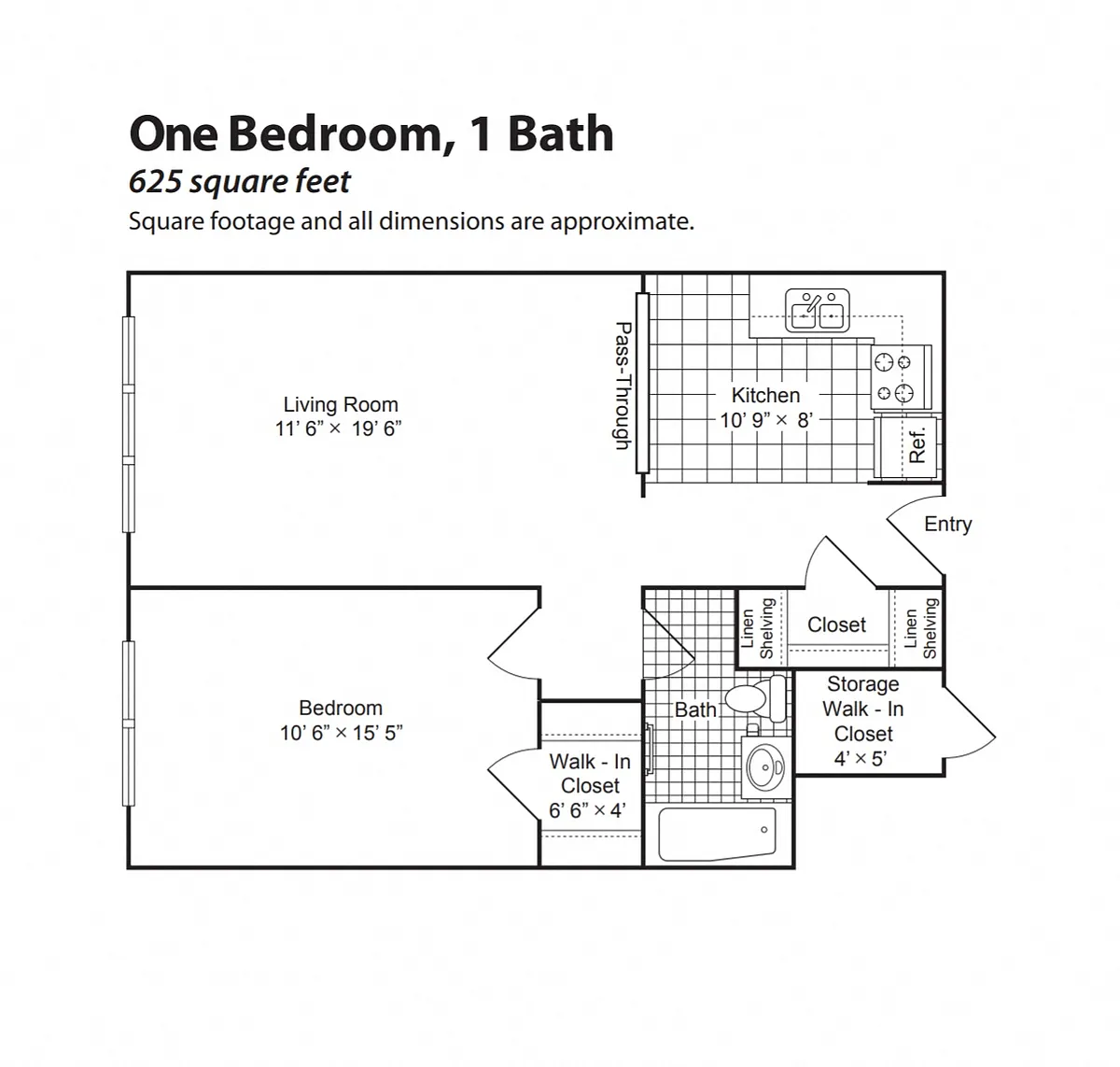 Floor plan 1 Bedroom 1 Bath