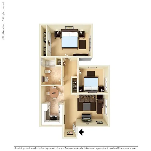 Floor plan Large 2 Bed 1 Bath