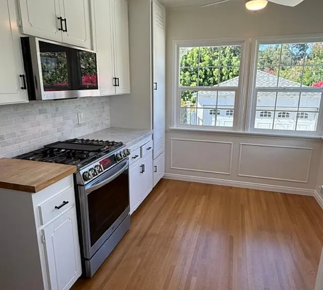 New range and microwave.