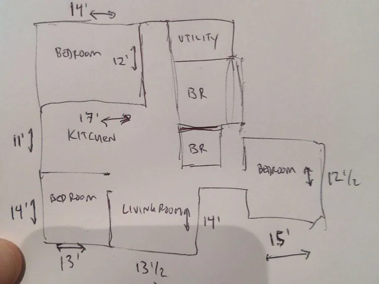 This is basic layout. Entry is through Living Room