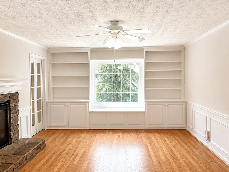 Family Room with Build-in Bookcases