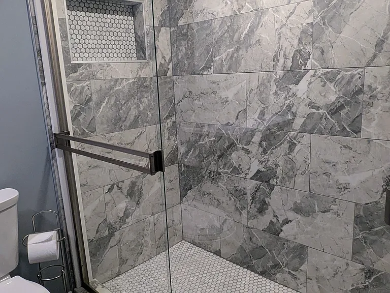 The walk-in shower in the lower level is a great feature of the house.