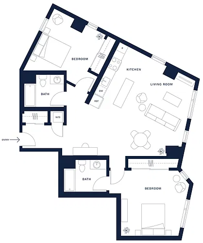 Floor plan 2 Bed/2 Bath-D2