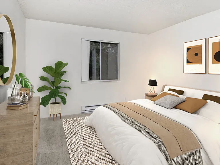 Bedroom with Carpeting