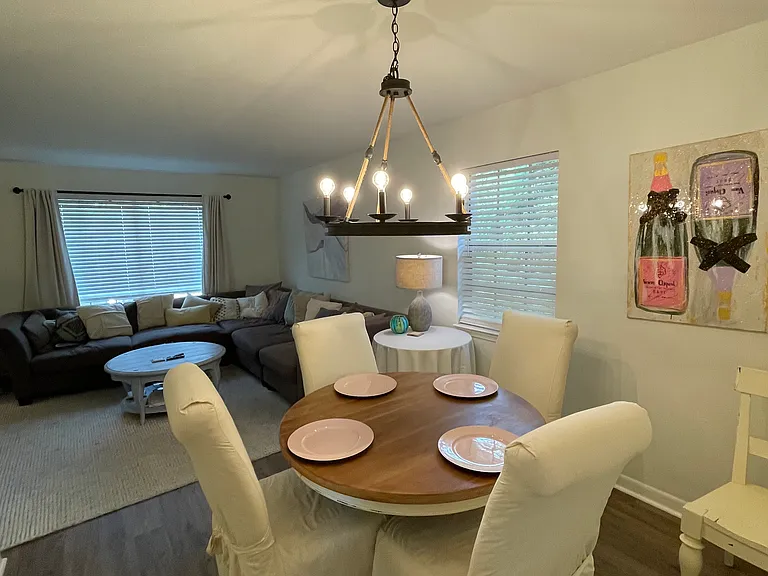 Dining area and living room