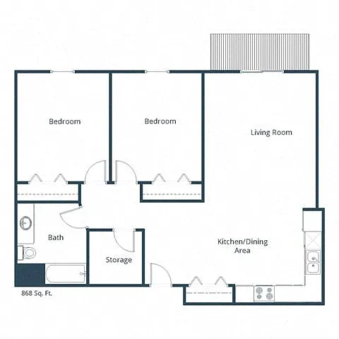 Floor plan Two Bedroom 21B