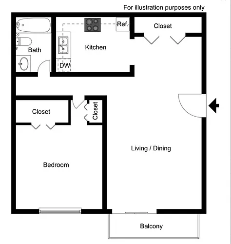 Floor plan 1 Bed 1 Bath