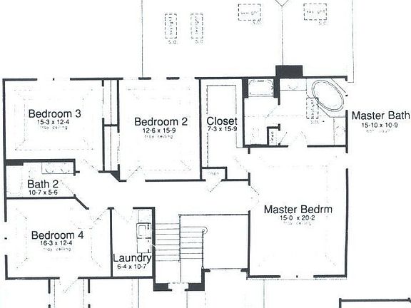 builder's floor plan of 2nd floor