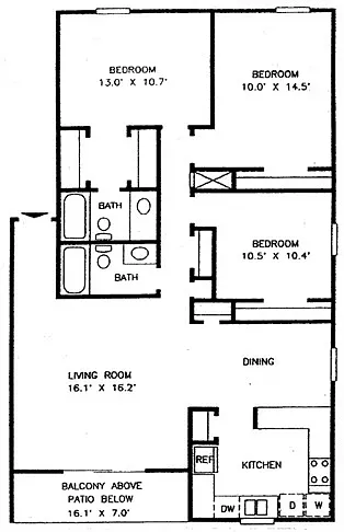 Floor plan Three Bedroom