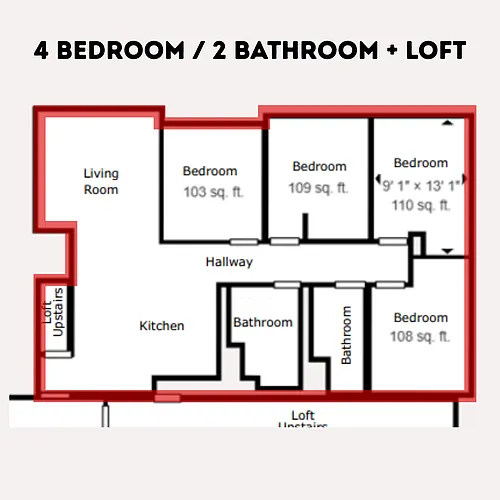 Floor plan 4 bed-2 bath with loft