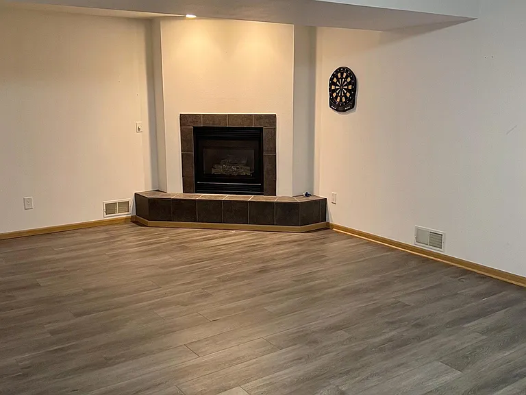 downstairs family room w/ gas fireplace