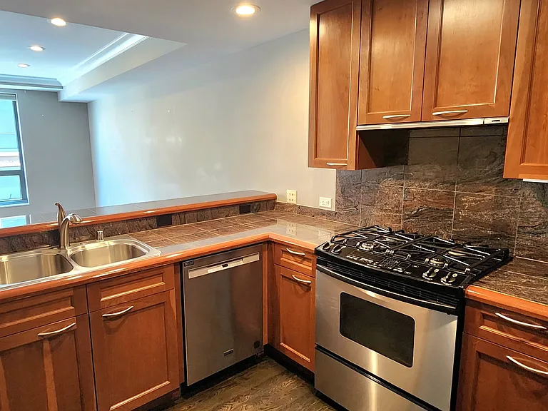 View of the kitchen, from the entryway.