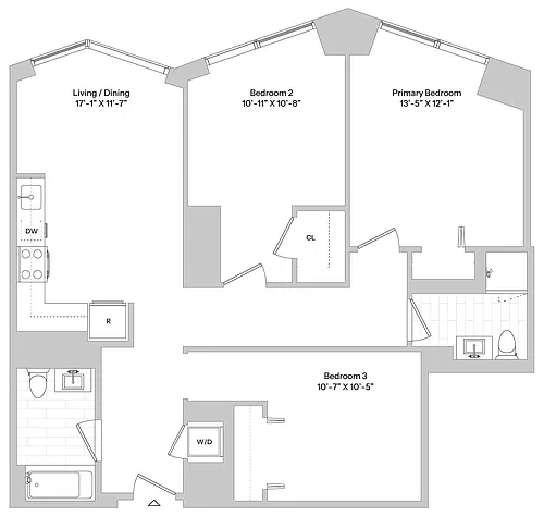 Floor plan D1 | 3 Bed | 2 Bath