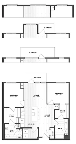 Floor plan 2 Bed/2 Bath-B2