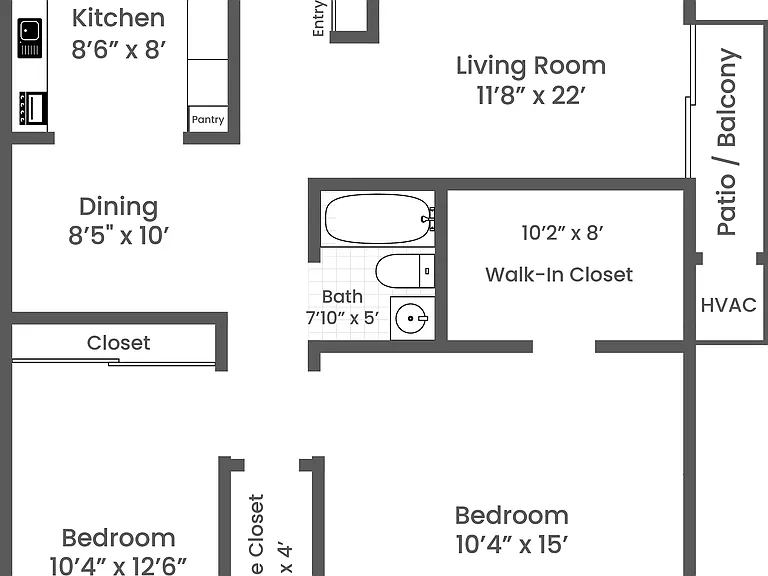 2 Bed 1 Bath 2 Bed 1 Bath