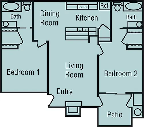 Floor plan 2 Bedrooms 2 Bath