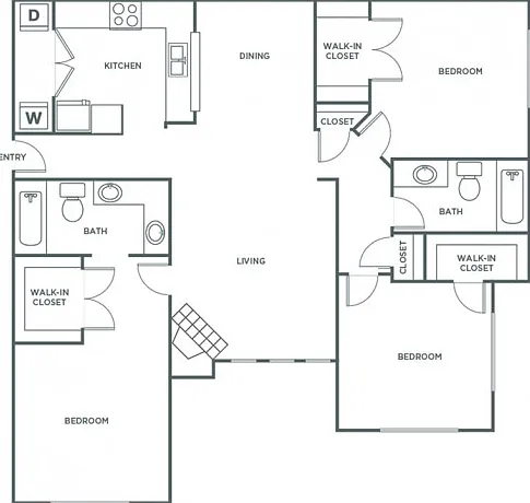Three Bedroom Two Bath (1380 SF) Three Bedroom Two Bath (1380 SF)